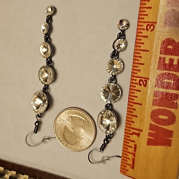 Long Clear Glass Earrings - Picture 6 of 6